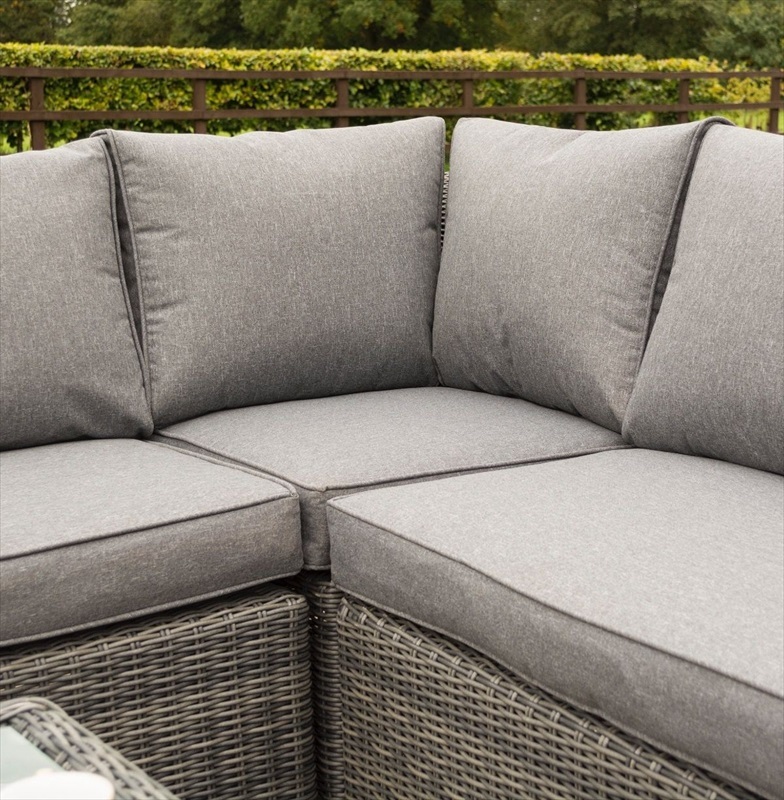 Rattan Corner Sofa Set - Grey Weave - The Garden Factory