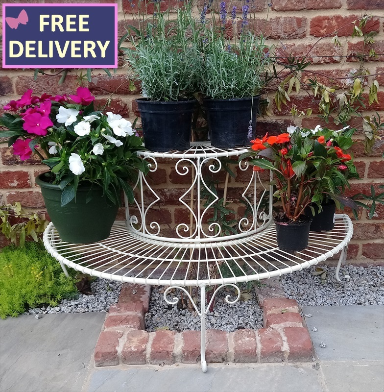 2 Tier Half Circle Etagere Plant Stand The Garden Factory