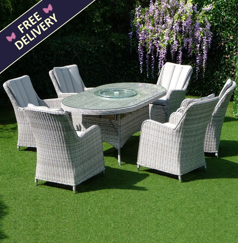 Portofino Rattan Six Oval Seater Set - The Garden Factory