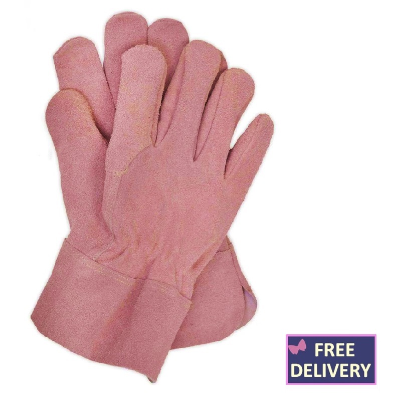 Washable Leather Gardeners Gardening Gloves Light Pink The Garden Factory