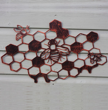 Honeycombe Bee Metal Wall Art - Copper