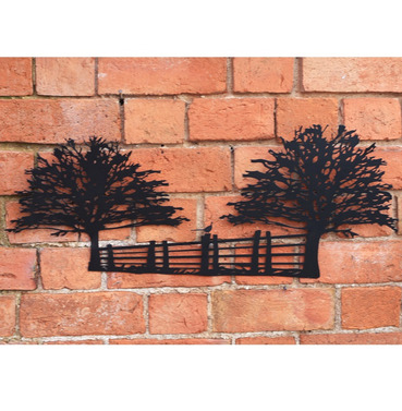 Pheasant on Fence Metal Wall Art - 70cm - Black