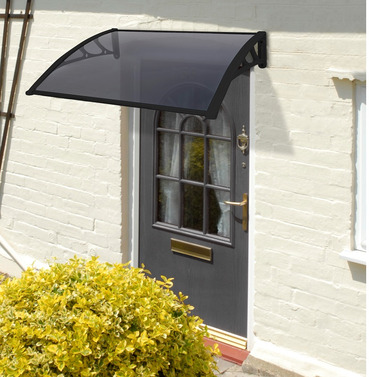 Easy Fit Door Canopy in Black - 1m or 1.2m Wide - Grey Cover