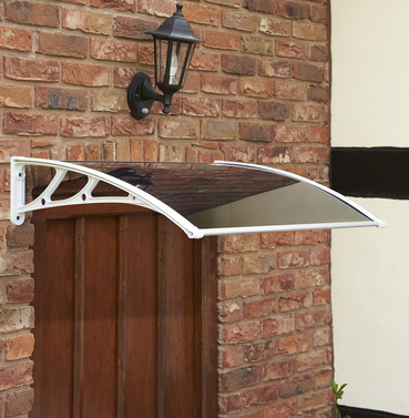 Easy Fit Door Canopy in White - 1m or 1.2m Wide - Grey Cover