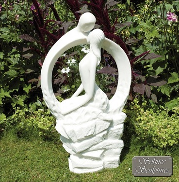 Blissful Halo Contemporary Garden Statue Ivory White
