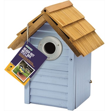 Beach Hut Nest Bird Box in Blue by Gardman