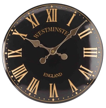 Westminster Tower Garden Wall Clock - 12" Black