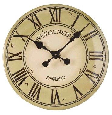 Westminster Tower Garden Wall Clock - 12" Cream
