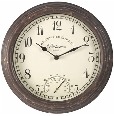 Bickerton Rustic Wall clock & Thermometer 30cm 