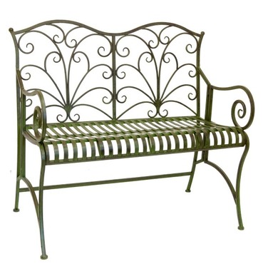 Lucton Metal Garden Bench - Green Wash - From The Lucton Range