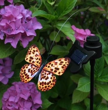 Solar Powered Flutterby Butterfly - Realistic Fluttering Motion - Leopard