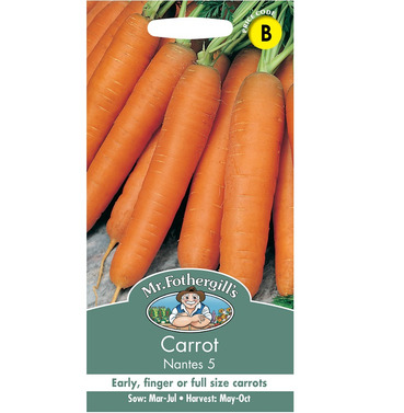 Carrot Nantes 5 Packet Of Seeds - Mr Fothergills