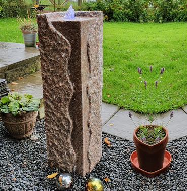 Juro Pink Granite Fountain Water Feature - 90cm High - ONLY (NO PUMP OR SUMP)