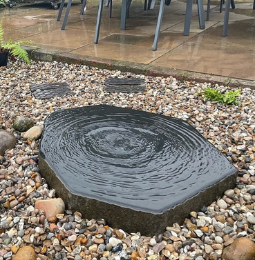 Babbling Basalt Stone Fountain Water Feature with Polished Dished Top - Different Size & Power Options