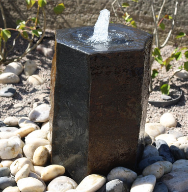 Basalt Fountain Drilled Stone Water Feature with 2 Polished Sides - Different Size & Power Options