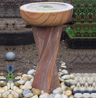 Rainbow Sandstone Twist Fountain with Bowl - 77cm High