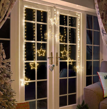 Star Curtain String Christmas Lights - Warm White