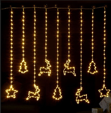 Festive Curtain String Christmas Lights - Warm White