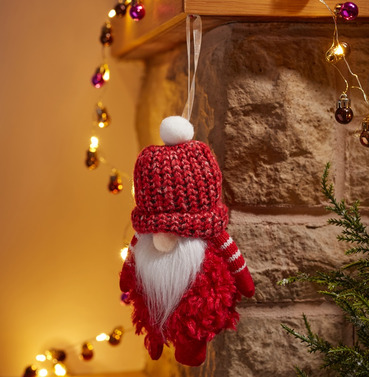 Red Bobble Gonk Pendant Christmas Tree Decoration