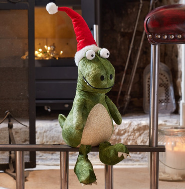 Green Seated Sitting Dino T-Rex Dinosaur Christmas Decoration