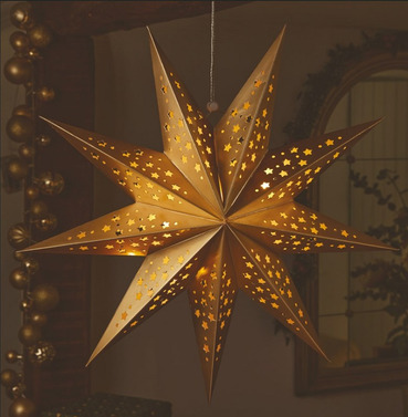 Christmas Gold Origami Star with Warm White Lights