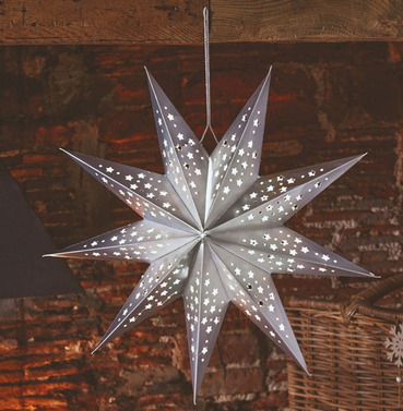 Christmas Silver Origami Star with Warm White Lights