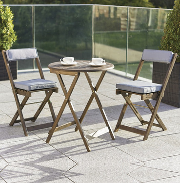 Raffles Bistro Set with Cushions in Chestnut