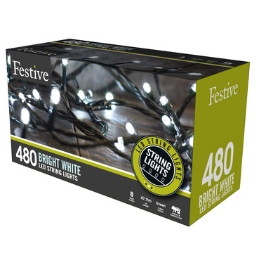 Festive 480 Cool White LED Christmas String Lights