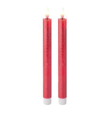 LED Wick Dinner Candle - Pack of 2 - Christmas Red