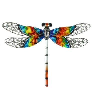 Large Hand Painted Metal Dragonfly Wall Art