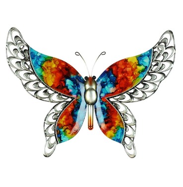 Colourful Hand Painted Metal Butterfly Wall Art