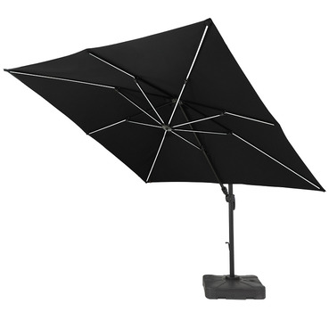 Grey Solar LED Cantilever 3m Sq Parasol with Base Included