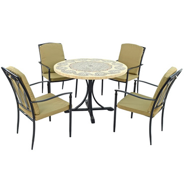 Avignon Mosaic Dining Table with 4 Ascot Deluxe Chairs 