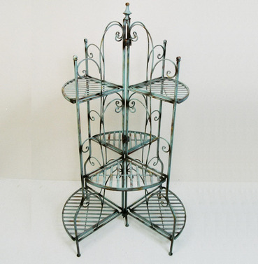Metal 360 Degree Folding Tiered Plant Stand Etagere