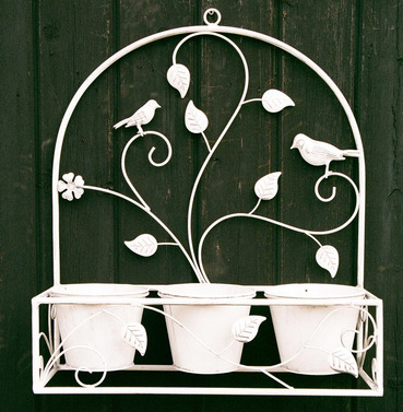 Ornate Wall Pot Holder Leaf Design with Birds