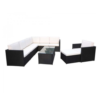 Berlin Black Rattan Garden Furniture Corner Modular Set