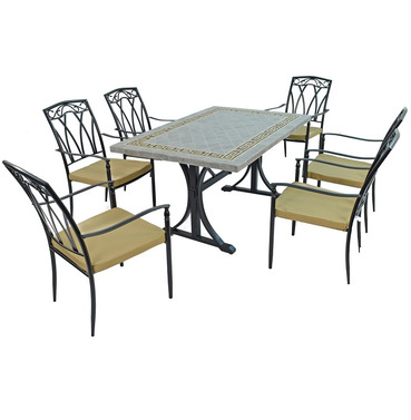 Burlington Mosiac Dining Table with 6 Ascot Chairs