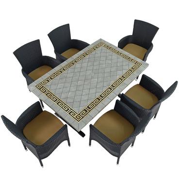 Burlington Mosaic Dining Table with 6 Stockholm Black Chairs 