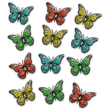 Multi-Coloured Metal Butterflies - 12 Pack