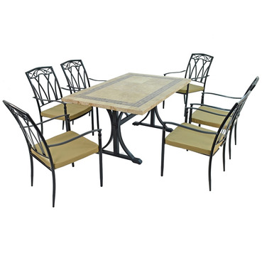 Charlesdon Mosaic Dining Table with 6 Ascot Chairs 