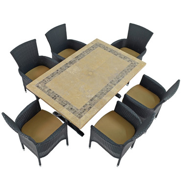 Charlesdon Mosiac Dining Table with 6 Stockholm Black Chairs 