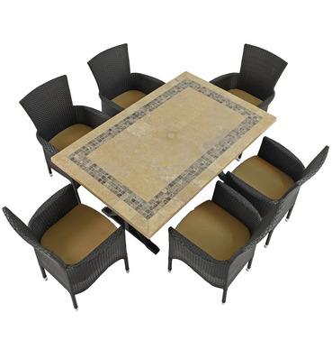 Charlesdon Mosiac Dining Table with 6 Stockholm Brown Chairs Set