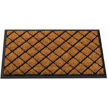 Diamond Pattern Rubber and Coir Doormat - 75 x 45cm