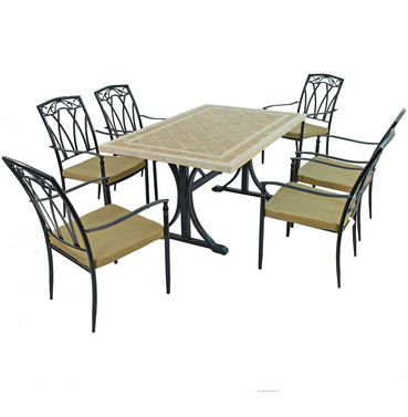 Hampton Mosaic Dining Table with 6 Ascot Chairs