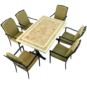 Hampton Mosaic Dining Table with 6 Ascot Deluxe Chairs