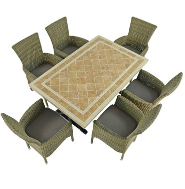Hampton Mosaic Dining Table with 6 Dorchester Chairs 