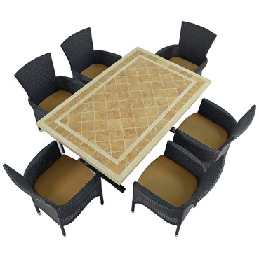 Hampton Mosaic Dining Table with 6 Stockholm Black Chairs 