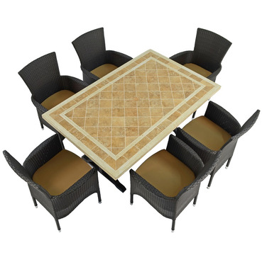 Hampton Mosiac Dining Table with 6 Stockholm Brown Chairs 
