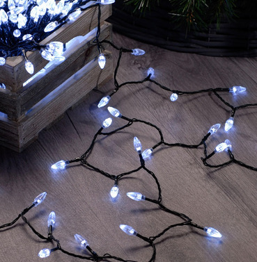 Festive 200 Cool White LED Diamond String Christmas Lights