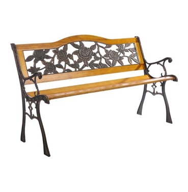 Garden Furniture Floral S Bend Bench in Wood and Metal 